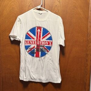 Vintage Generation X White Graphic Tee with Union Jack Design